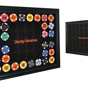 Harley-Davidson 48 Poker Chip Collectors Frame, 21.25 x 15.25 inch, Black 6958