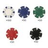 Display4top Texas Holdem Poker Chips Set with Aluminum Case ,2 Decks of Cards, Dealer, Small Blind, Big Blind Buttons and 5 Dice (Silver/300pcs) - Image 3