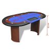 vidaXL 10 Player Casino Poker Table Dealer Area with Removable Chip Tray Blue/Green - Image 5