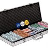 Poker Night Pro 500 Piece Texas Holdem Poker Chips Set With LARGE Aluminium Case QUALITY Clay/Metal 14g Numbered Chips, 2 Decks Professional PLASTIC Playing Cards, Dealer/Blind Buttons and 5 Dice - Image 2