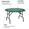 HOMCOM 8 Player Folding Games Poker Table with Chip Cup Holder Steel Base Felt Top Octagon Blackjack Casino Green - Image 4