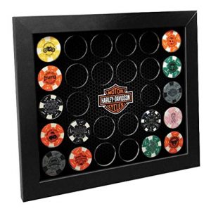 Harley-Davidson Poker Chip Collectors Frame, Holds 26 Chips, Made in USA 6925