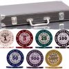 320 Piece Pro Poker Clay Poker Set - 2X Plastic Cards with Cutting Cards - Reinforced Leather case - Free Poker Felt - Image 2