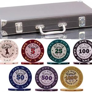 320 Piece Pro Poker Clay Poker Set - 2X Plastic Cards with Cutting Cards - Reinforced Leather case - Free Poker Felt