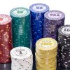 320 Piece Pro Poker Clay Poker Set - 2X Plastic Cards with Cutting Cards - Reinforced Leather case - Free Poker Felt - Image 5