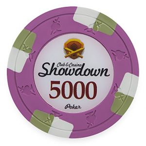 Claysmith Gaming Pack of 50 Showdown Poker Chips, Heavyweight 13.5-gram Clay Composite