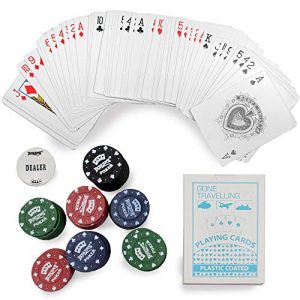 Gone Travelling Travel Poker Set with Playing Cards and Chip Set - Classic 50 Piece Portable Travel Set for Beginners and Kids - Pocket Sized Texas Hold’Em Poker Game