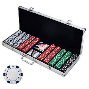 Poker Chip Set for Texas Holdem, Blackjack, Gambling with Carrying Case, Cards, Buttons and Dice Style Casino Chips (11.5 gram) by Trademark Poker