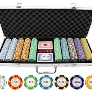 JP Commerce 500-SUPERCROWN 13.5g 500pc Monte Carlo Clay Poker Chips Set