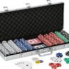 Fat Cat 11.5 Gram Texas Hold 'em Clay Poker Chip Set with Aluminum Case, 500 Striped Dice Chips - Image 2