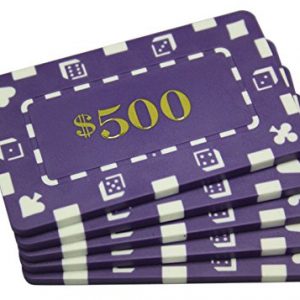 MRC 5 Pcs Denominated Rectangular Poker Chips Plaques $500 Purple